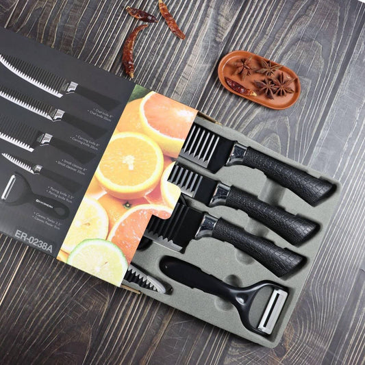 Knife Set 3 Different Size Knives 1 Cleaver and 1 Leather Hand Scissors Set
